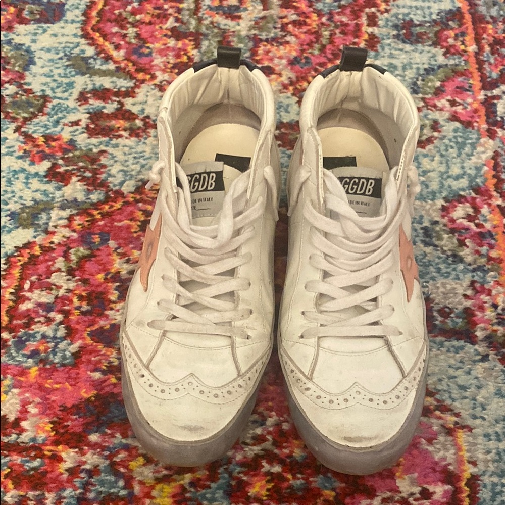 Golden Goose White and Pink High-Tops